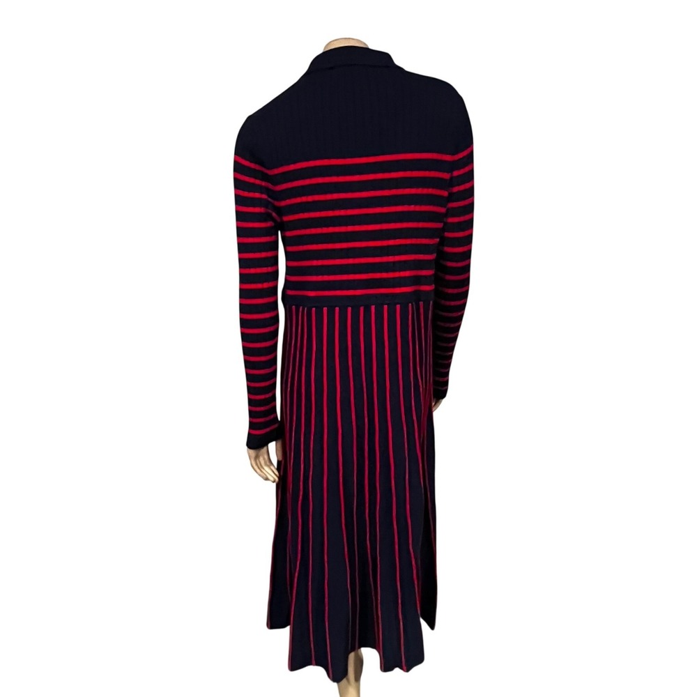 Boden Brönte Knitted Rib Midi Shirt Dress Polo Collar Gold Buttons | Size 16-18 - Picture 9 of 12